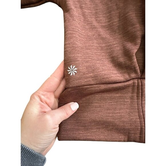 NWT Athleta 1/4 Zip Pullover Brown Large Zipped Pocket Stretch Comfort Active - Picture 7 of 11